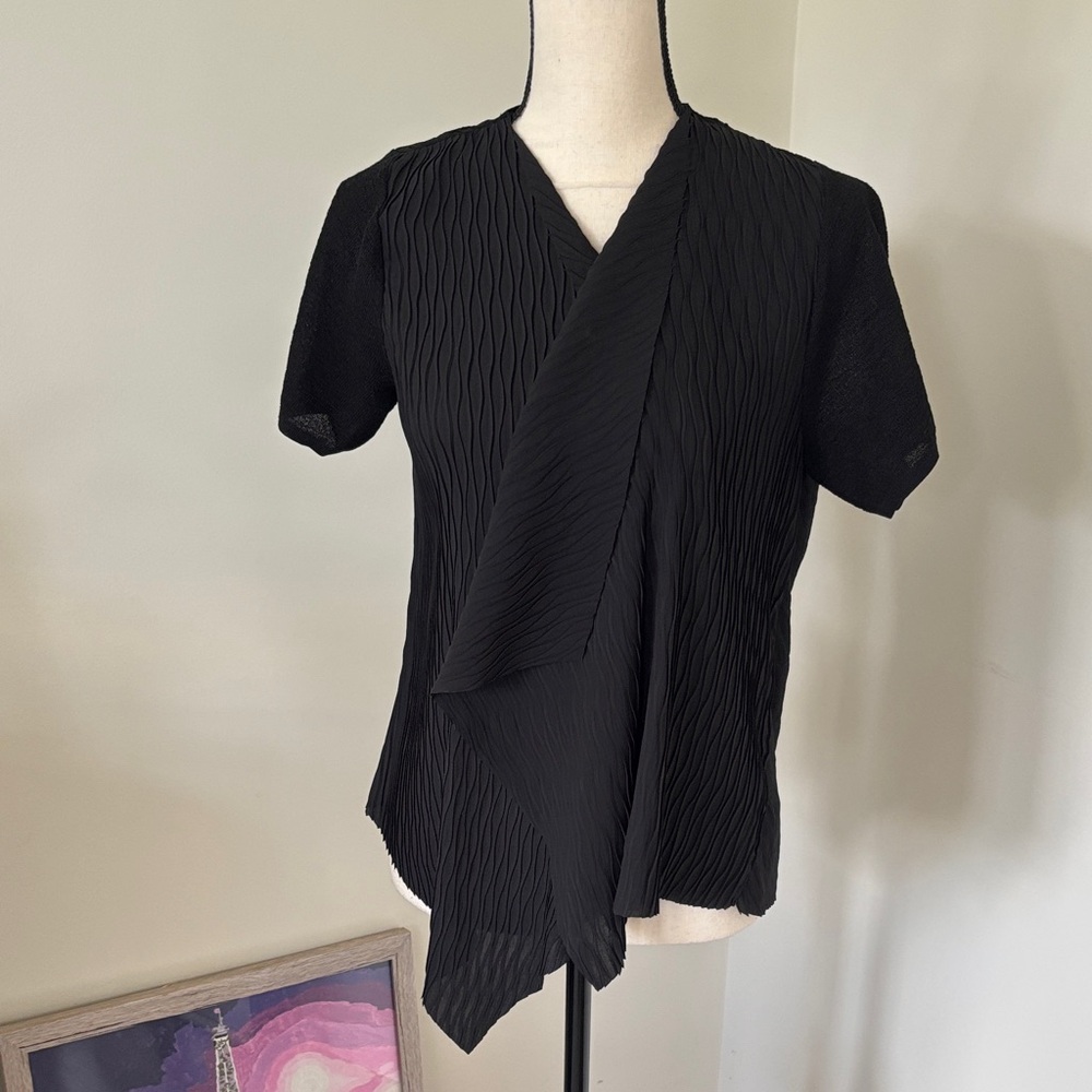 Chic Black Women's Blouse with Asymmetrical Design